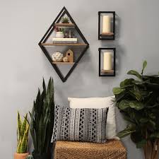 Black wall decor wall art decor diy stickers black walls girls shopping picture wall frames silhouette decorating. Stratton Home Decor Diamond Shelf Wall Decor S16067 The Home Depot