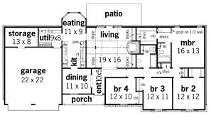 4 bedroom ranch style home plans. Ranch Style House Plan 4 Beds 2 Baths 1751 Sq Ft Plan 45 119 Homeplans Com