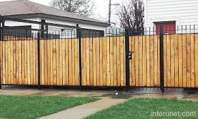 Metal Fence With Wood Combination Picture Fence Design Wood Fence Wrought Iron Fences