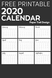 2020 Calendar Printable Free Template Paper Trail Design In 2020 2020 Calendar Template Planner Printables Free Monthly Planner Template
