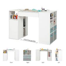 South Shore Crea Counter Height Craft Hobby Sewing Machine Table With Storage Craft Tables With Storage Sewing Room Storage Solutions Sewing Room Storage