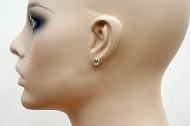 9ct White Gold 6mm Peridot Stud Earrings