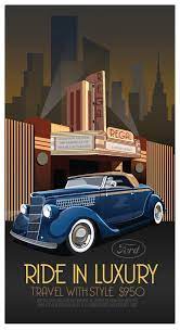 Art Deco Car Poster Art Deco Car Art Deco Posters Art Deco Illustration