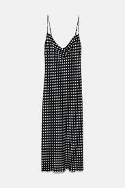 Black And White Spot Midi Dress Zara Zara Dress With Images Camisole Dress Blush Fashion Slip Dress