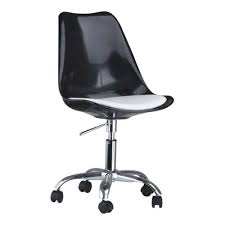 Plastic Desk Chair Modern Black Wheeled Gas Lift Tulip Office Chair Swivel Office