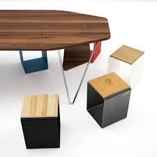 Hocker Merapi Small Holz Schwarz Grau Metall Stahlzart Mobel Holz Metall Hocker