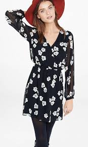 Weekly Weakness Top Picks From Express Ladies Mini Dresses Fit N Flare Dress Long Sleeve Floral Print Dress