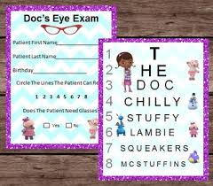 doc mcstuffins eye chart patient exam pretend dramatic play printable