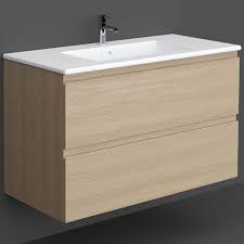Delivery or click & collect. Rak Joy Scandinavian Oak 1000mm Wall Hung Bathroom Vanity Unit With Basin Wall Hung Vanity Units From Taps Uk
