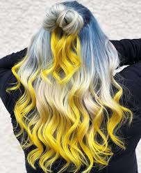 54 Stunning Ideas Of Blue Denim With Yellow Ends Hairstyles Pool Cool Hair Color Hair Styles Yellow Hair Color