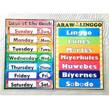 Check spelling or type a new query. Days Of The Week Chart A4 Bondpaper Size For Kids Teacher Pher Shopee Philippines
