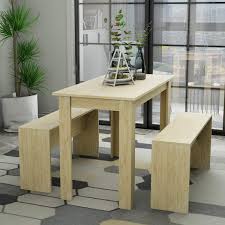 A dining room is so much more than just a table with chairs. Zoyo Wooden Dining Table And Bench Set Modern Kitchen Dining Room Furniture Natural Dining Table And 2 Benches Natural Buy Online In Maldives At Maldives Desertcart Com Productid 202777779
