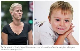 The mother of Tyrell Cobb will be released from prison today, after she was  given a five-year sentence for killing her son, with immediate suspension.  Justice David Boddice ordered that Heidi Strbak's