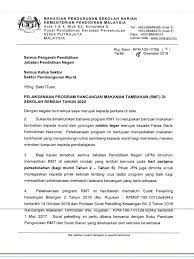 Bantuan awal persekolahan (bap) 2020 bernilai rm100 bagi setiap seorang murid atau pelajar akan disalurkan kepada kementerian pendidikan peruntukkan sebanyak rm328 juta diperuntukkan oleh kerajaan bagi meneruskan bantuan awal persekolahan (bap) yang antara lain untuk meringankan. Surat Arahan Pelaksanaan Rmt 2020