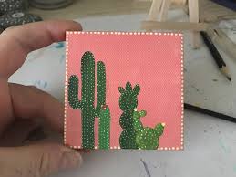 Cute and cheerful cactus painting for kids projects with kids. Cactus Painting Hand Painted Desk Art Cactus Decor Mini Mini Canvas Art Small Canvas Paintings Canvas Painting Diy