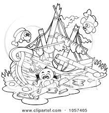 The sunken pirate ship overgrown coral polyps. Coloring Page Outline Of A Sunken Ship Posters Art Prints By Interior Wall Decor 1057405