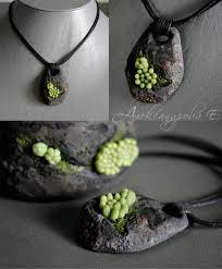 Succulent Jewelry Plant Jewelry Plant Necklace Succulent Necklace Succulent Pendant Moss Pendant Rock Necklace Raw Stone Pendant Brutalist Succulent Jewelry Plant Jewelry Polymer Clay Jewelry
