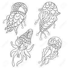 These alphabet coloring sheets will help little ones identify uppercase and lowercase versions of each letter. Coloring Pages In Vector Graphic Illustration For Children And Adults With Ocean Animals Such As Jellyfish Plankton And Others Royalty Free Cliparts Vectors And Stock Illustration Image 103873289