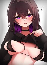 open mouth, original, bikini, medium hair, crossed bangs - Anime R34