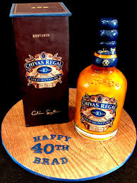 Chivas Regal Whisky Bottle And Box Cake Made With Edible Magic Bottle Cake Whisky Cake 18th Cake