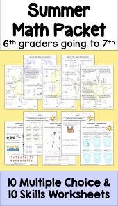 This Summer Math Packet For 6th Graders Going To 7th Grade Has 20 Different Worksheets And Lots Of Activities Inclu Summer Math Summer Math Packet Math Packets