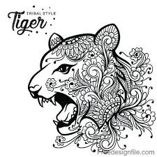 Tiger Head Tribal Style Hand Drawn Vector Cat Coloring Page Hand Drawn Vector Coloring Pages