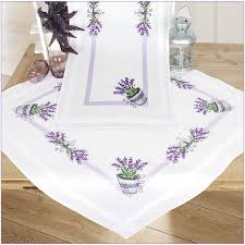 Potted Lavender Table Runner Stamped Cross Stitch Kit Cross Stitch Needlepoint Embroidery Kits Tools An Embroidery Kits Hand Embroidery Cross Stitch Rose