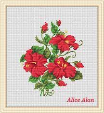 Moon flower is the title of this cross stitch pattern from mirabilia that is stitched with dmc threads, caron waterlilies (cwl027) and kreinik fibers (198, 1223 and 9294/2). Cross Stitch Pattern Flowers Red Hibiscus Wild Flower Floral Nature Bouquet Counted Crossstitch Patterns Instant Download Epattern Pdf File Punto De Cruz Rosas Pajaros Punto De Cruz Servilletas Punto De Cruz