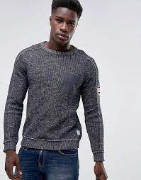 Jack & Jones Vintage Knitted Sweater With Arm Badge And Pocket | ASOS