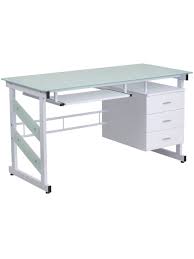 Office depot reviews 417 reviews of officedepot com sitejabber. Flash Furniture Frosted Computer Desk With 3 Drawer Pedestal White Office Depot