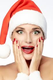 Donna Di Natale Bellezza Modella Di Babbo Natale Immagine Stock