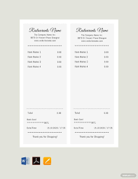 Free Restaurant Receipt Template Pdf Word Doc Excel Apple Mac Pages Apple Numbers Illustrator In 2020 Receipt Template Free Receipt Template Templates