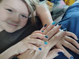 Painted my nails for the 1st time in ages, Elora thought her's should  match. *Note to self use insta~dri