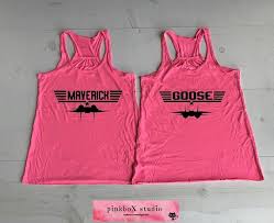 Maverick And Goose Soft Flowy Pink Ladies Racerback Tank Tops Set Of 2 Besties Best Friend Shirts Badass Feminist Double Trouble Top Gun