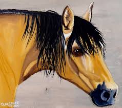 Beginner's oil painting (ages 13+) note: Buckskin Horse On Wood Painting By Debbie Lafrance