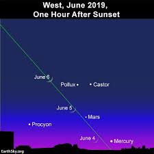 young moon mercury mars on june 4 to 6 tonight earthsky