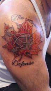 One might not expect to find a work of art between the pipes but these masks prove otherwise. Goalie Mask Leaf Tattoo Tattoos Helmet Tattoo Leaf Tattoos