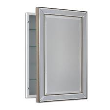 20 w x 27 h 20 w x 27 h. Deco Mirror 16 In W X 26 In H X 5 In D Framed Single Door Recessed Metro Beaded Bathroom Medicine Cabinet In Silver 6297 The Home Depot