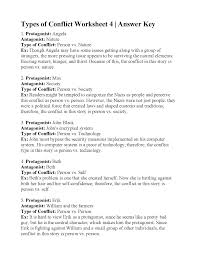 For example, a story without a conflict would be a pretty boring story! Types Of Conflict Worksheet 4 Answers Types Of Conflict Paragraph Writing Topics Worksheets