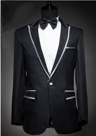 Black And Silver Suit Jacket Wholesale The Groom Dress Black Dress Silver Hem The Latest Design Suit For The Wedding Can Be Customized Size In Suits Fro Groom Dress Mens Outfits Blazer