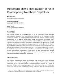 Pdf Reflections On The Marketization Of Art In Contemporary Neoliberal Capitalism