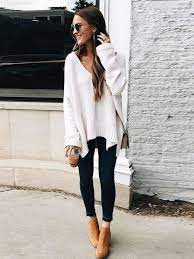Chellysun Casual Deep V Neck Knit Cozy Oversized Sweaters Outfits For Fall And Winter Cute Chun Simple Winter Outfits Simple Work Outfits Casual Weekend Outfit
