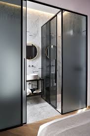 Conti Guest House Smoked Glass Shower Surround Smokedglass Black Modernbathroom Washroom Design Glass Bathroom Door Modern Bathroom Design