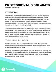 Professional Disclaimer Termly Disclaimer Templates Termly Professional Policy Template Templates Privacy Policy