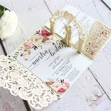 Want to make your wedding invitation cards special and unique? Glitter Gold Pop Up Invitations Rural Wedding Bridal Shower Cards Personalized Making Invites Buy At The Price Of 78 00 In Aliexpress Com Imall Com