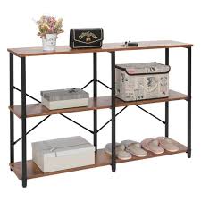 Iwell Industrial 3 Tier Console Table With Storage Shelves In 2020 Sofa Table With Storage Console Table Decorating Table Storage
