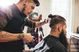See more ideas about hair rollers, hair beauty, hair cuts. Beard Man Getting Haircut At Salon Jacob Lund Photography Store Premium Stock Photo
