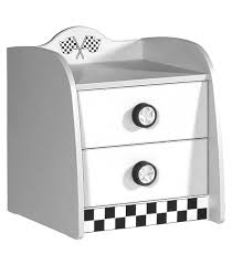 La table de chevet ! Table De Chevet Enfant Blanche Voiture Course 2 Tiroirs