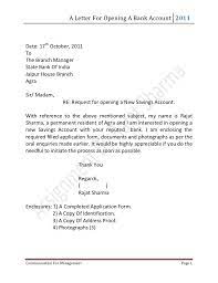 Bank Account Opening Cover Letter August 2021