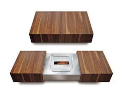 Modern Matchbox Coffee Table By Schulte Design Conceals Ethanol Fireplace Ethanol Fireplace Coffee Table Wood Coffee Table